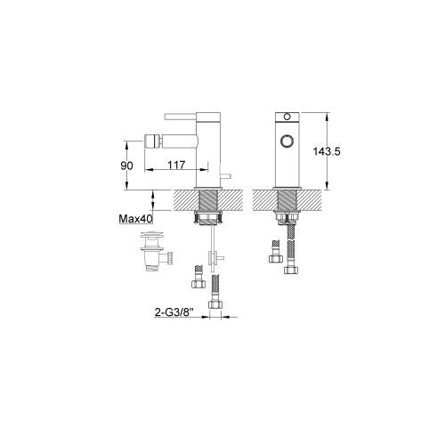 Bateria Bidetowa Kohlman Axel QB130AGD Gold